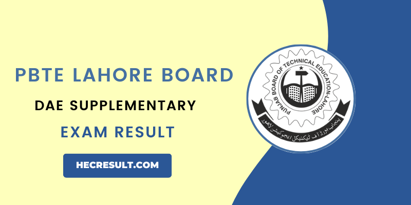 DAE Supply Result PBTE Lahore Board