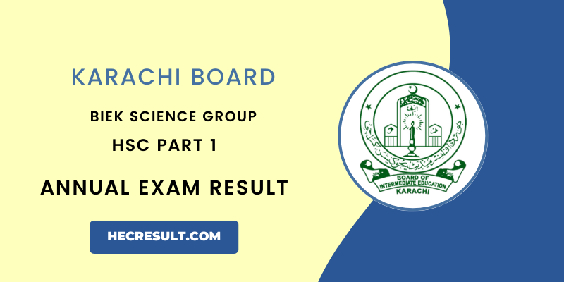 HSC Part 1 Science General Result karachi Board