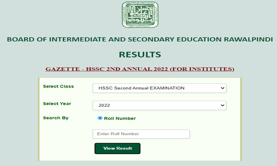 12th Class Supplementary Result 2023 Rawalpindi Board