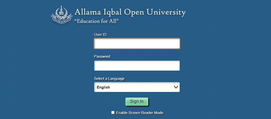 allama Iqbal open university login