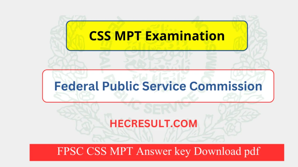 FPSC CSS MPT Answer key
