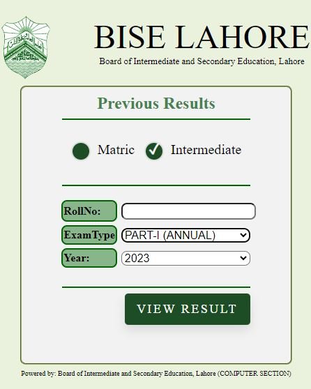 BISE lahore Board result